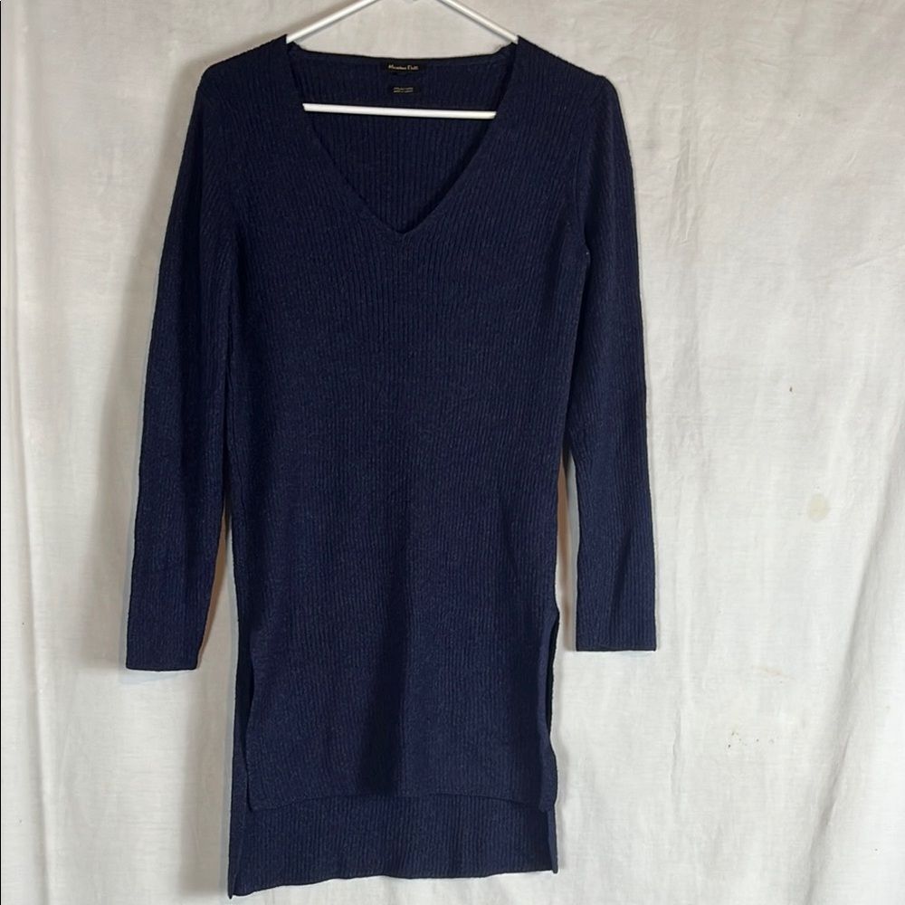 Dark Blue Massimo Dutti Italian Yarn Sweater